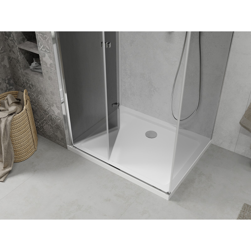 Mexen Lima сгъваема душ кабина 70 x 120 см, графит, хром + поддушник Flat, бял