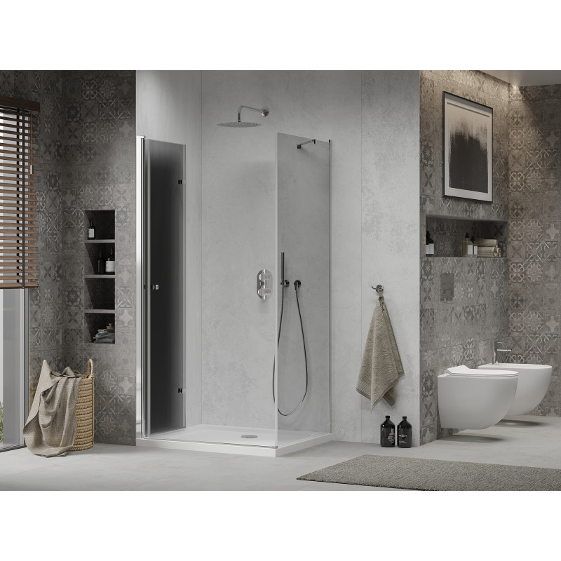 Mexen Lima сгъваема душ кабина 70 x 120 см, графит, хром + поддушник Flat, бял