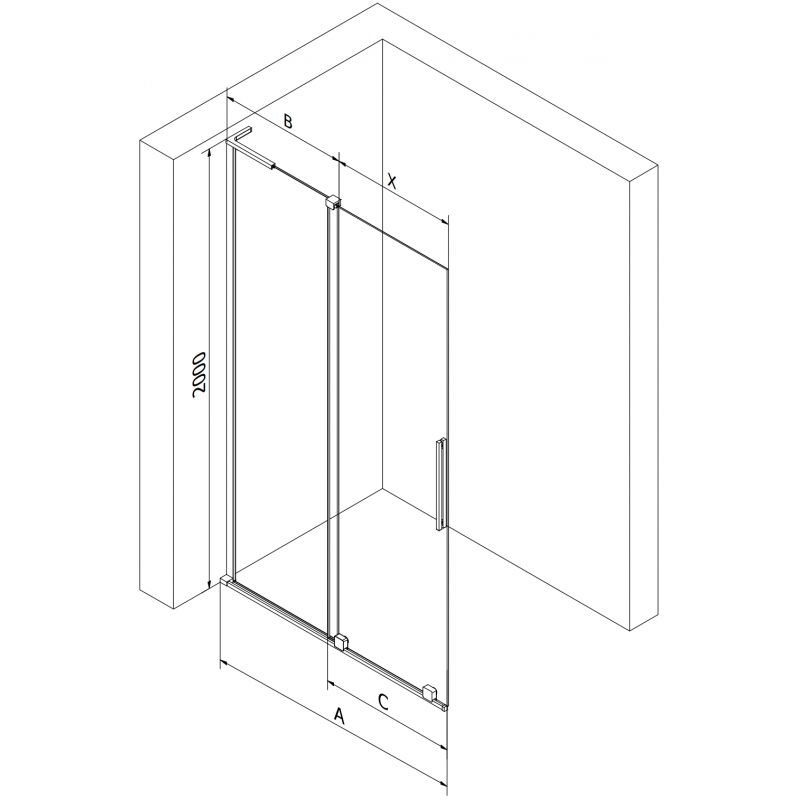 Mexen Velar L Плъзгаща се душ-преграда Walk-in 120 x 200 cm, мраз 8 mm, четкъдна мед - 871-120-003-33-65