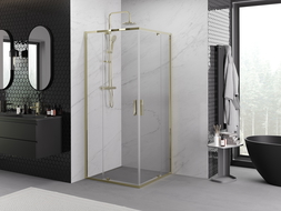 Квадратна душ кабина Mexen Exo 90 x 90 см, прозрачна, златиста - 8110-090-090-50-00