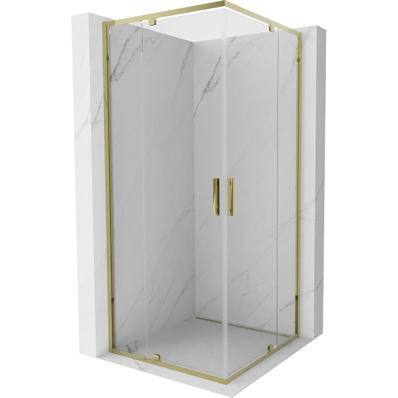 Квадратна душ кабина Mexen Exo 90 x 90 см, прозрачна, златиста - 8110-090-090-50-00