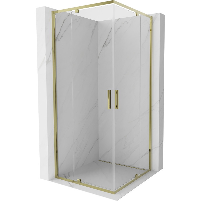 Mexen Exo-R Duo квадратна душ кабина 90 x 90 см, прозрачна, златиста - 8110-090-090-50-00