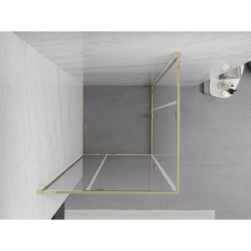 Mexen Exo-R Duo квадратна душ кабина 90 x 90 см, прозрачна, златиста - 8110-090-090-50-00