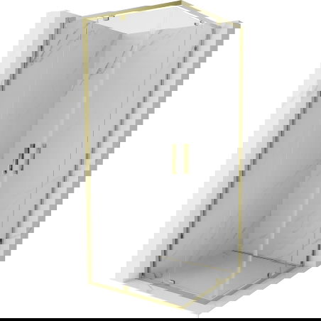 Mexen Exo квадратна душ кабина с отваряща се врата 100 x 100 см, прозрачна, златна - 8110-100-100-50-00