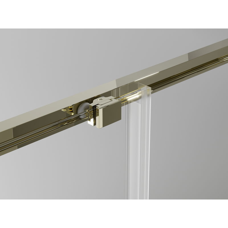 Mexen Exo квадратна плъзгаща се душ кабина 70 x 70 см, прозрачна, златна - 8111-070-070-50-00