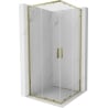 Mexen Exo квадратна плъзгаща се душ кабина 80 x 80 см, прозрачна, златна - 8111-080-080-50-00