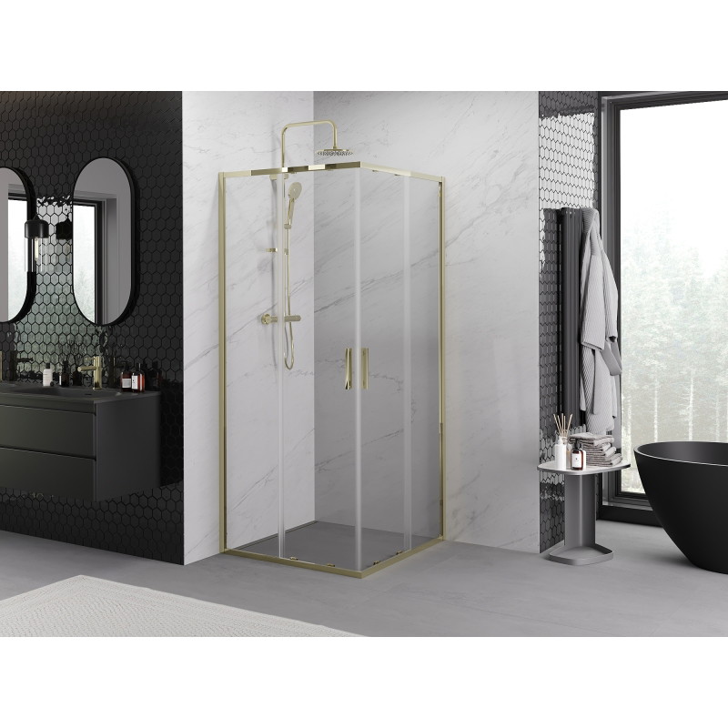 Mexen Exo-S Duo квадратна душ кабина с плъзгащи врати 80 x 80 см, прозрачна,