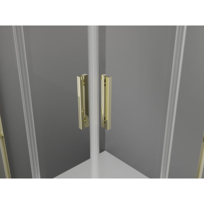 Mexen Exo квадратна плъзгаща се душ кабина 80 x 80 см, прозрачна, златна - 8111-080-080-50-00