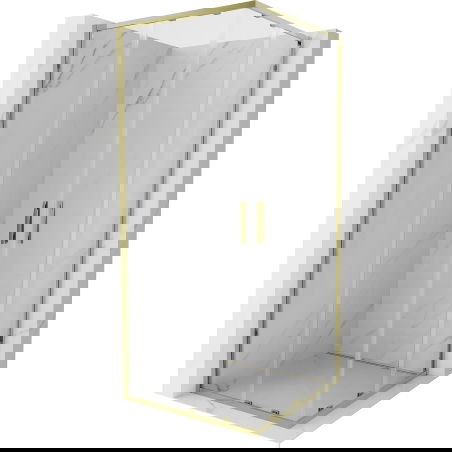 Mexen Exo квадратна плъзгаща душ кабина 90 x 90 см, прозрачна, златна - 8111-090-090-50-00