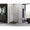 Mexen Exo квадратна плъзгаща се душ кабина 90 x 90 см, прозрачна, златна - 8111-090-090-50-00