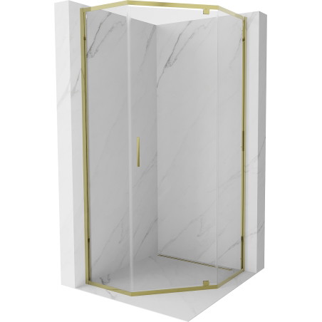 Mexen Exo-R петоъгълна душ кабина с врати 80 x 80 см, прозрачна, златна