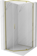 Mexen Exo-R петоъгълен душ параван 90 x 90 см, прозрачен, златист - 812-090-090-50-00