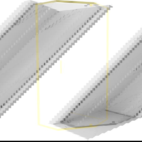 Mexen Exo петстенна душ кабина с отваряща се врата 100 x 100 cm, прозрачна, златна - 812-100-100-50-00