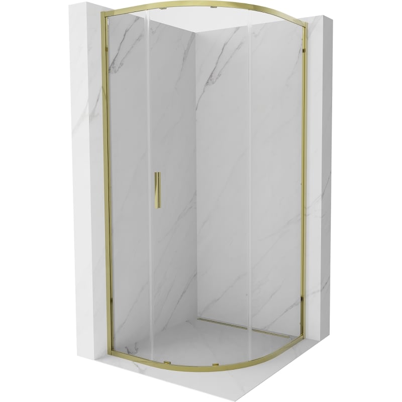 Mexen Exo полукръгла душ кабина плъзгаща се 80 x 80 cm, прозрачна, златна - 8131-080-080-50-00