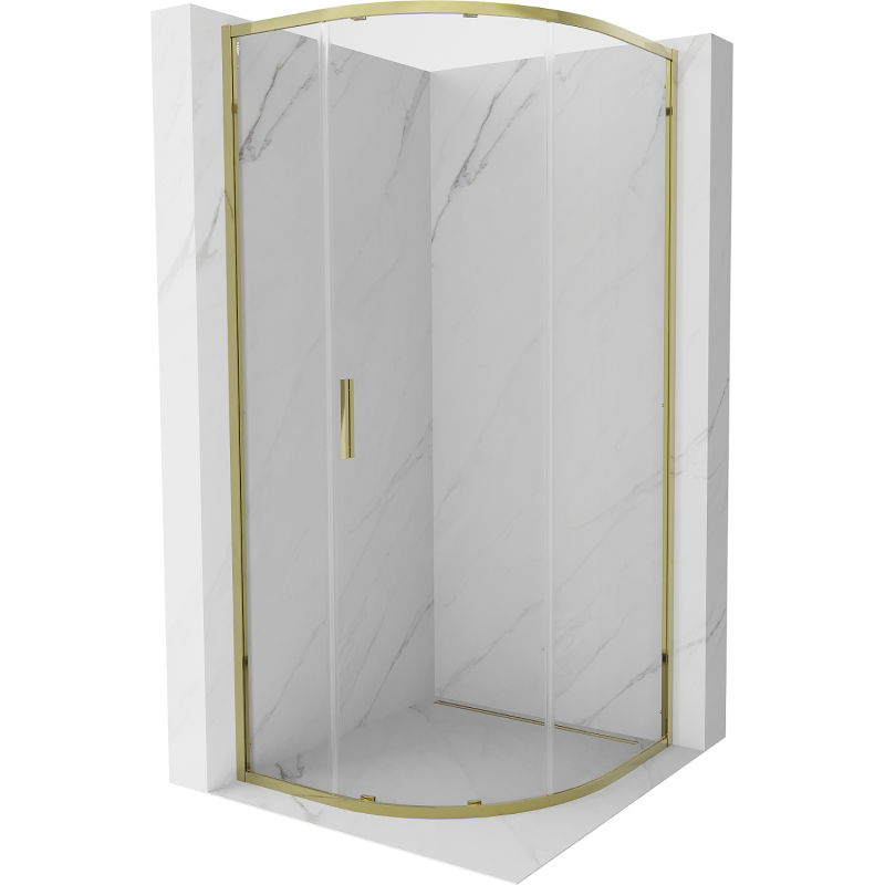 Полукръгла плъзгаща душ кабина Mexen Exo 90 x 90 cm, прозрачна, златна - 8131-090-090-50-00