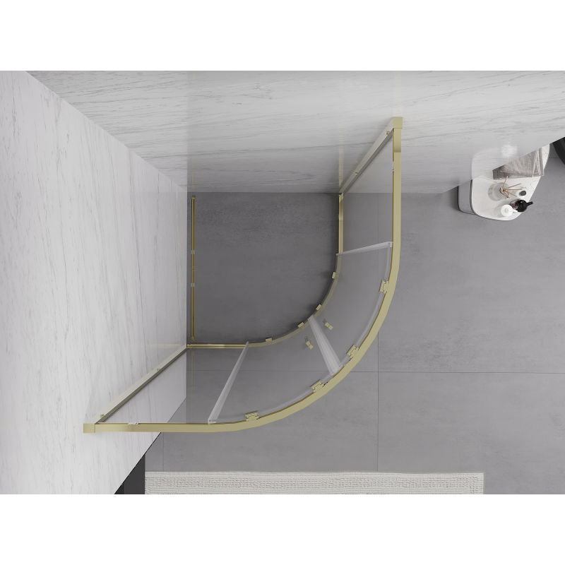 Mexen Exo полукръгла плъзгаща се душкабина 80 x 80 см, прозрачна, златна - 8132-080-080-50-00