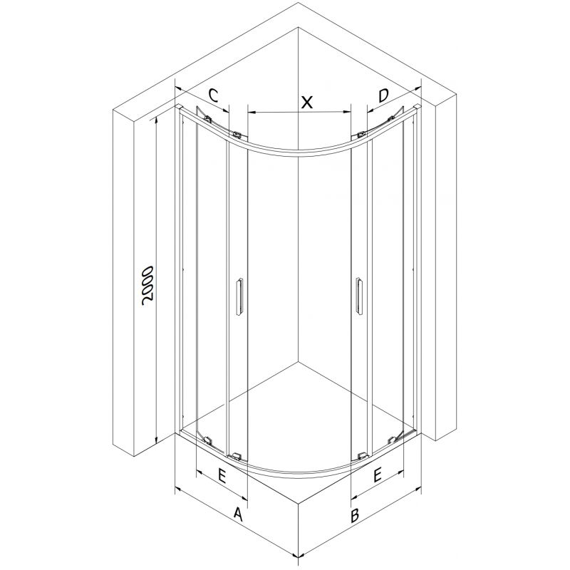 Mexen Exo полукръгла плъзгаща се душ кабина 90 x 80 cm, прозрачна, златиста - 8132-090-080-50-00