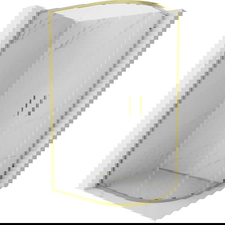 Mexen Exo полукръгла душ кабина, плъзгаща се, 100 x 90 см, прозрачна, златиста - 8132-100-090-50-00