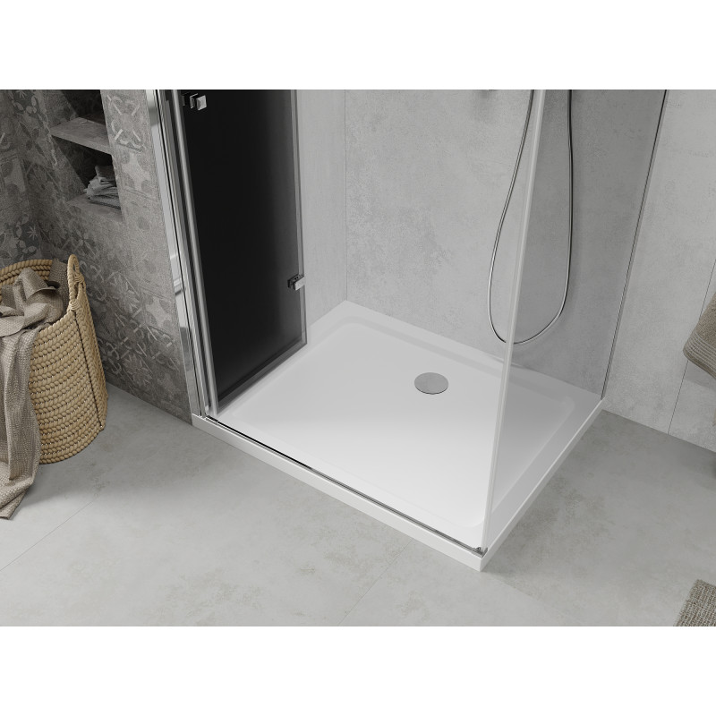 Mexen Lima сгъваема душ кабина 80 x 100 см, графит, хром + душ под корито Flat, бял