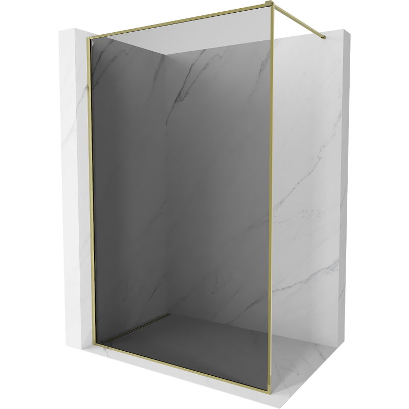 Mexen Kioto-F стена за душ Walk-in с рамка 90 x 202 см, графит 8 мм, златна - 800-090-104-50-40