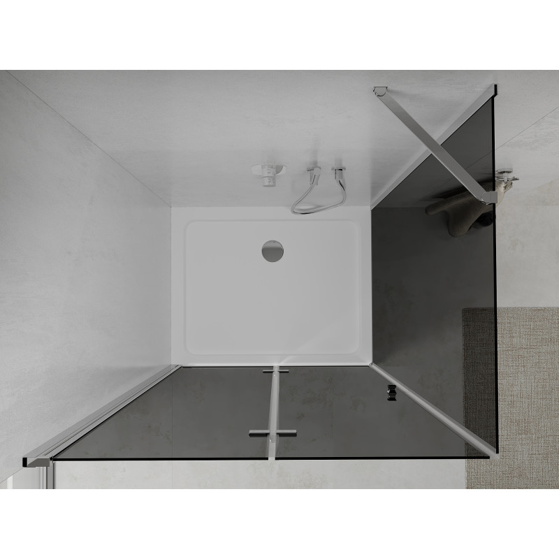 Mexen Lima сгъваем душ кабина 90 x 70 см, графит, хром + корито Flat, бял