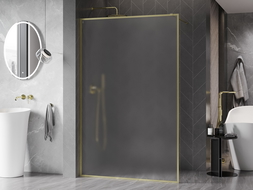 Mexen Kioto-F Душ преграда Walk-in рамка 140 x 202 см, матиращ 8 мм, златна четкане - 800-140-104-55-30