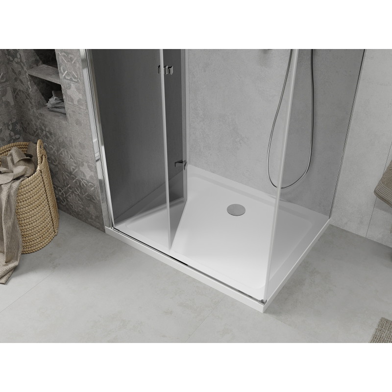 Mexen Lima сгъваема душ кабина 90 x 80 см, графит, хром + Flat поддушово корито,
