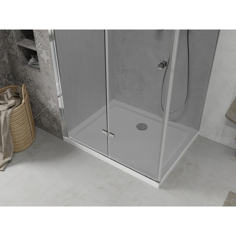 Mexen Lima сгъваема душ кабина 90 x 80 см, графит, хром + Flat поддушово корито,