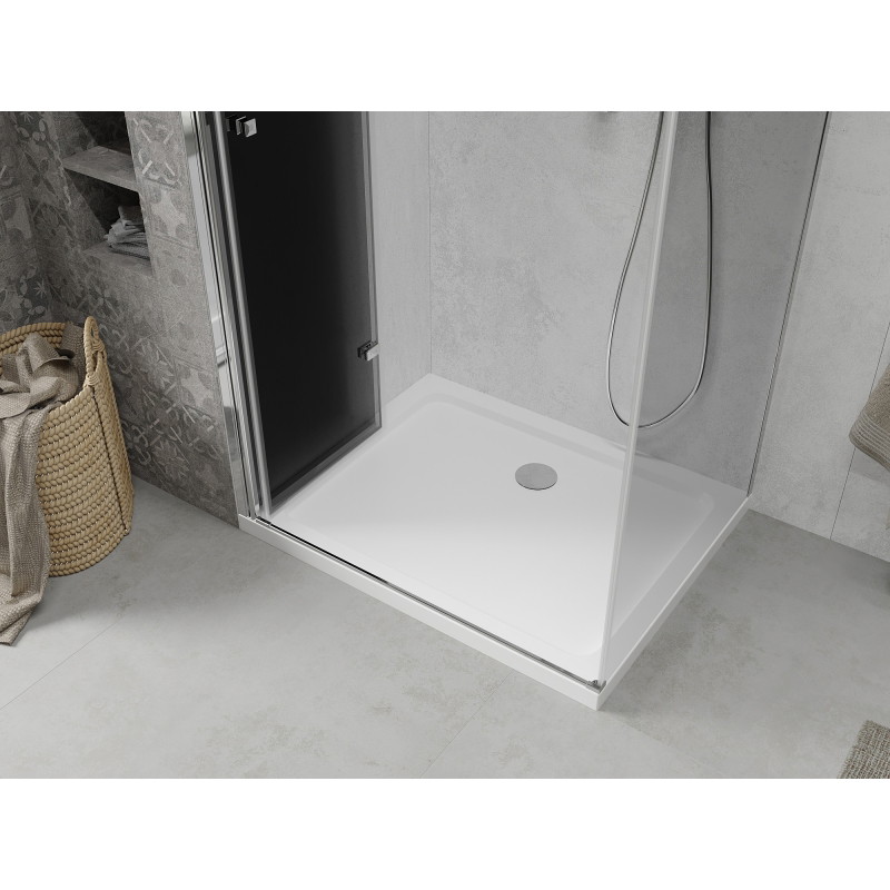 Mexen Lima сгъваема душ кабина 90 x 80 см, графит, хром + Flat поддушово корито,