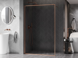 Mexen Kioto-F Душ екран Walk-in с рамка 120 x 202 см, прозрачен 8 мм, четкан мед - 800-120-104-65-00