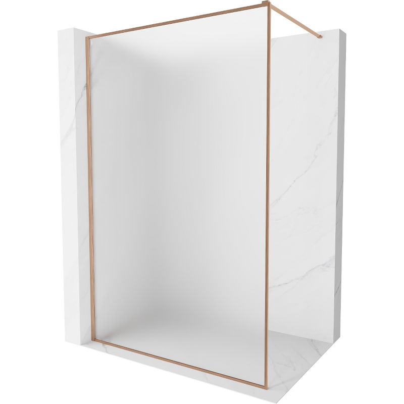 Mexen Kioto-F стена за душ кабина Walk-in с рамка 140 x 202 cm, мраз 8 мм, четкана мед - 800-140-104-65-30