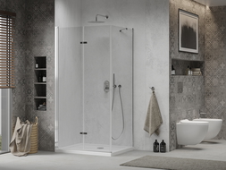 Mexen Lima сгъваема душ кабина 80 x 70 см, прозрачна, хром + Flat под - 856-080-070-01-00-4010