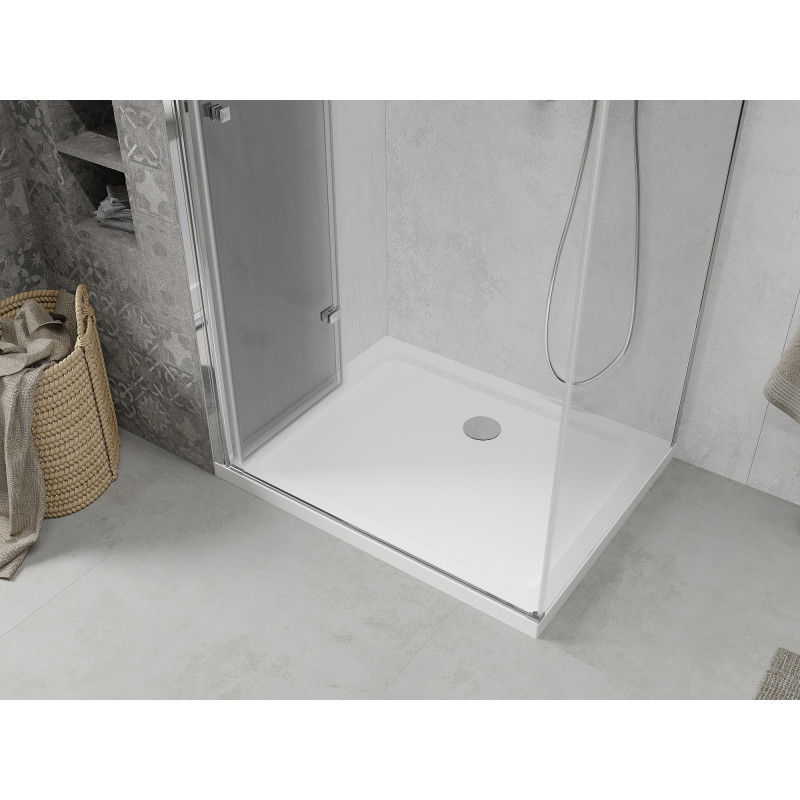 Mexen Lima сгъваема душ кабина 80 x 70 cm, прозрачна, хром + душ поддушник Flat - 856-080-070-01-00-4010