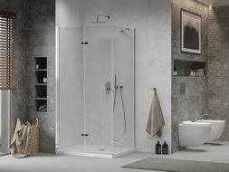 Mexen Lima сгъваема душ кабина 90 x 80 см, прозрачна, хром + Flat под - 856-090-080-01-00-4010