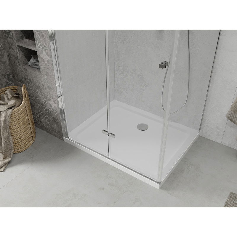 Mexen Lima душ кабина сгъваема 100 x 80 см, прозрачна, хром + корито Flat - 856-100-080-01-00-4010