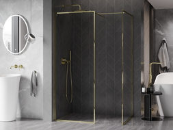 Mexen Kioto-F душ параван Walk-in с рамка 150 x 90 cm, прозрачен 8 mm, златист - 800-150-202-04-50-090