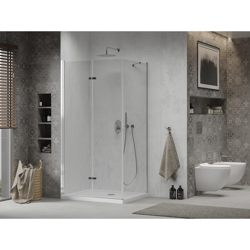 Mexen Lima сгъваема душ кабина 110 x 90 см, прозрачна, хром + плитка Flat