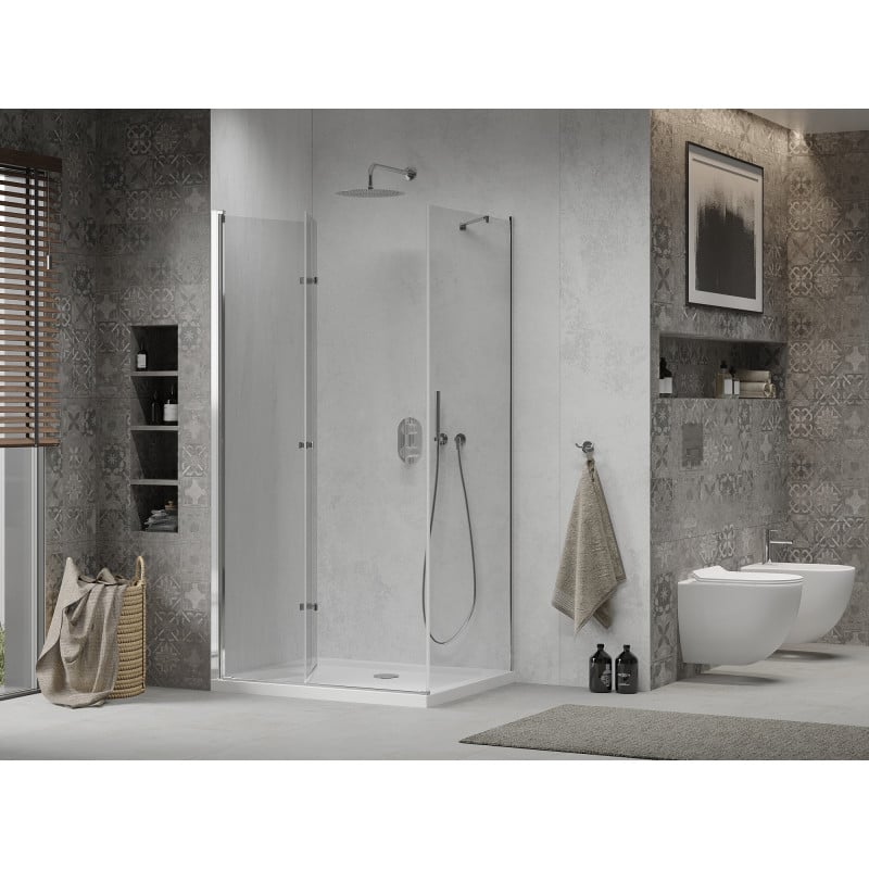 Mexen Lima сгъваема душ кабина 110 x 100 см, прозрачна, хром + корито Flat