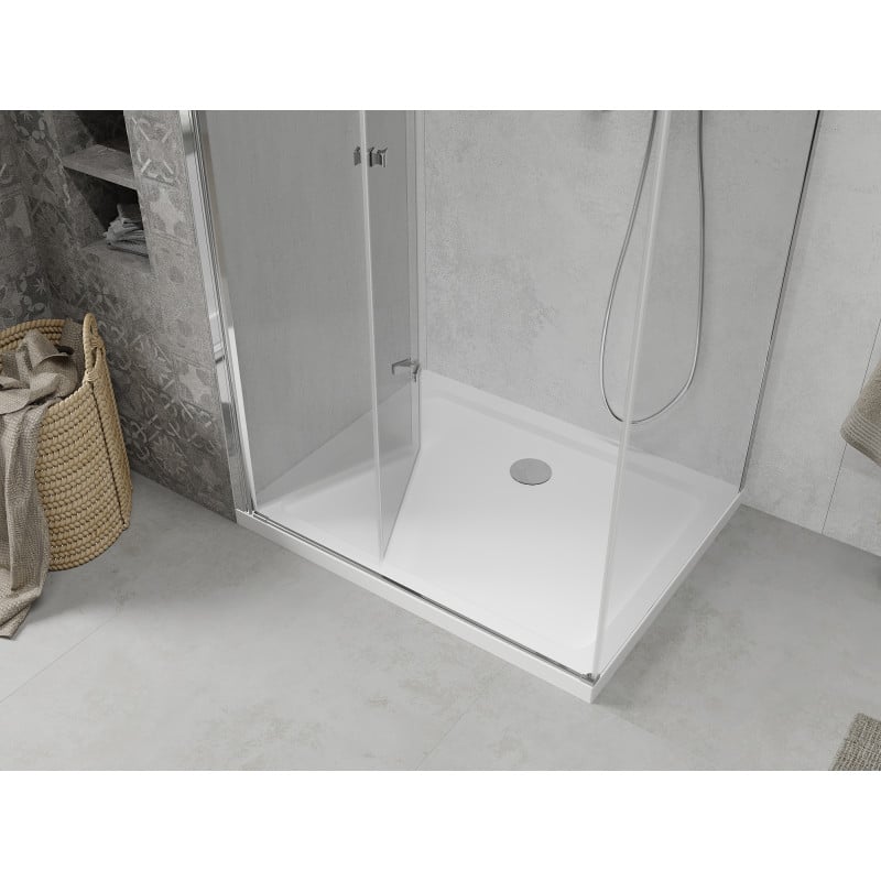 Mexen Lima сгъваема душ кабина 110 x 100 см, прозрачна, хром + корито Flat