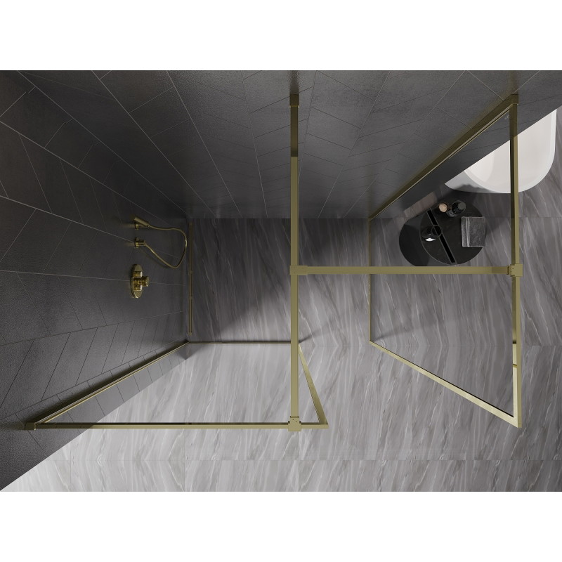 Mexen Kioto-F Душ стенна преграда Walk-in с рамка 170 x 105 см, прозрачен 8 мм, златен