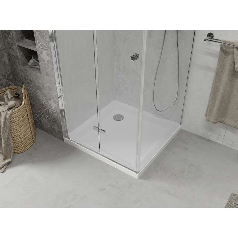 Mexen Lima сгъваема душ кабина 100 x 100 см, прозрачна, хром + поддушник Flat