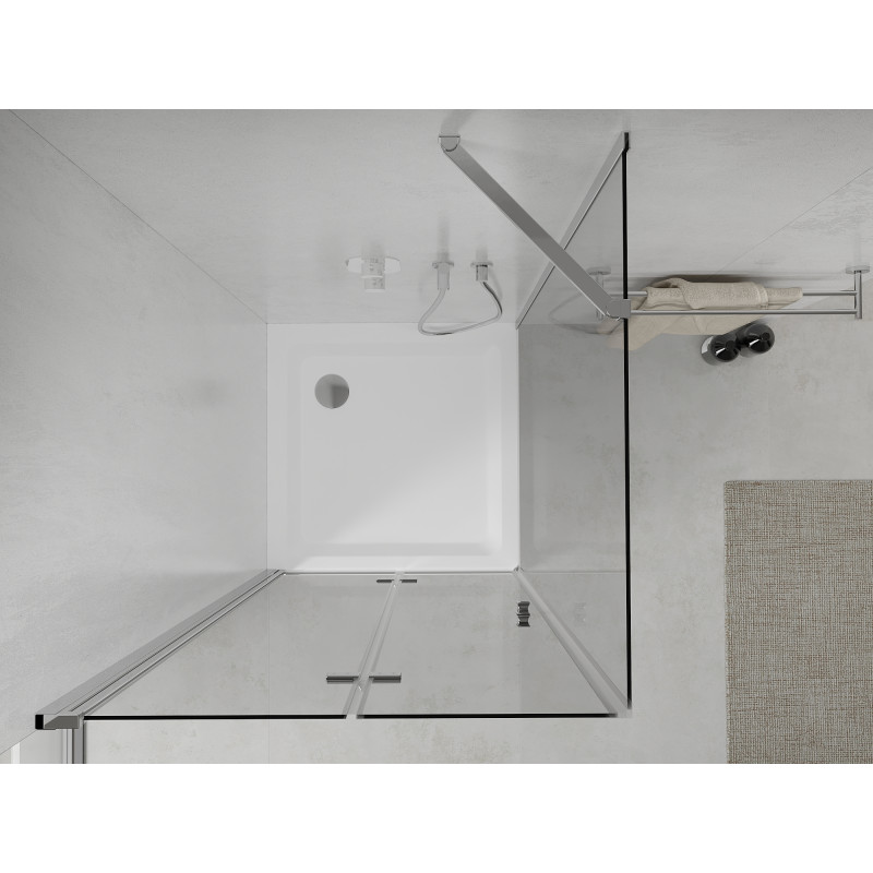 Mexen Lima сгъваема душ кабина 90 x 90 см, прозрачна, хром + поддушник Flat