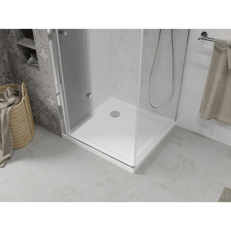 Mexen Lima сгъваема душ кабина 90 x 90 см, прозрачна, хром + поддушник Flat