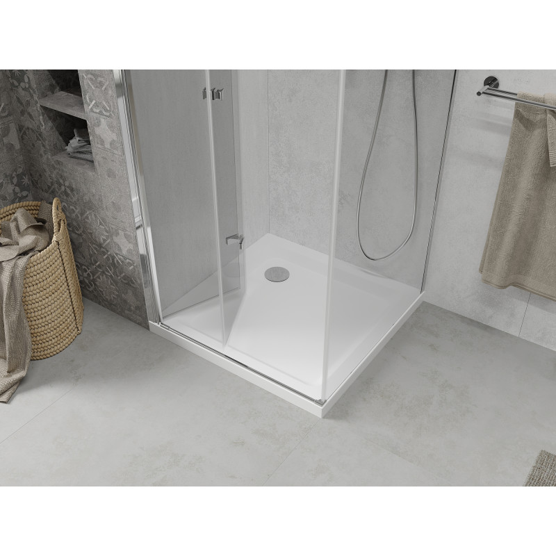 Mexen Lima сгъваема душ кабина 70 x 70 см, прозрачна, хром + корито Flat