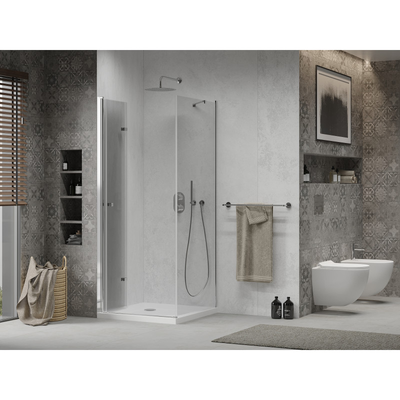 Mexen Lima сгъваема душ кабина 70 x 70 см, прозрачна, хром + корито Flat