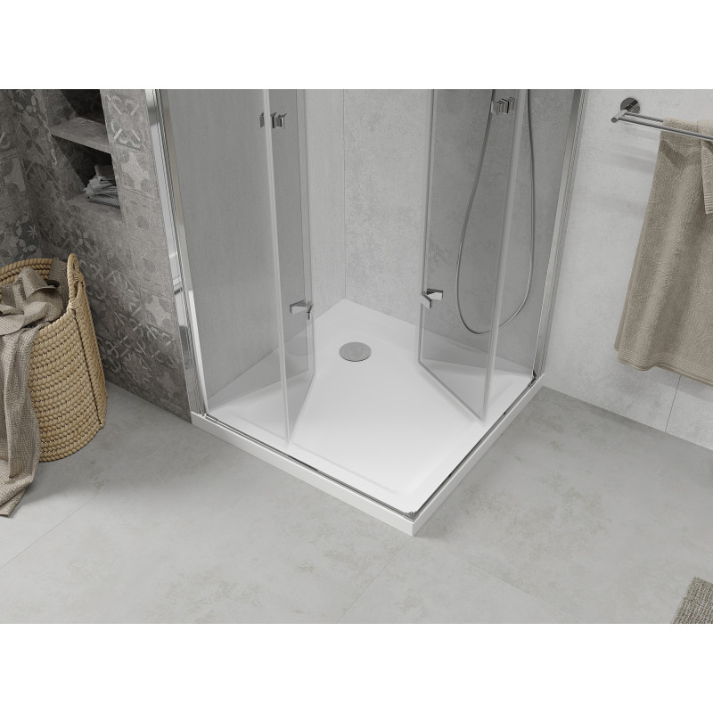 Mexen Lima Душ кабина Duo, сгъваема 70 x 70 см, прозрачна, хром + корито Flat