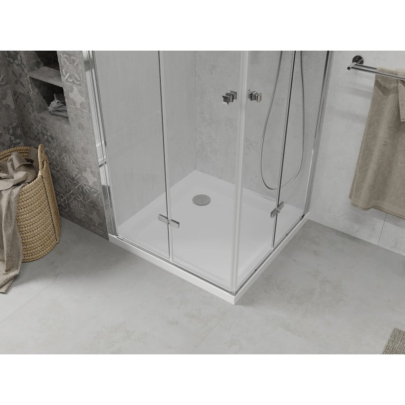 Mexen Lima Душ кабина Duo, сгъваема 70 x 70 см, прозрачна, хром + корито Flat