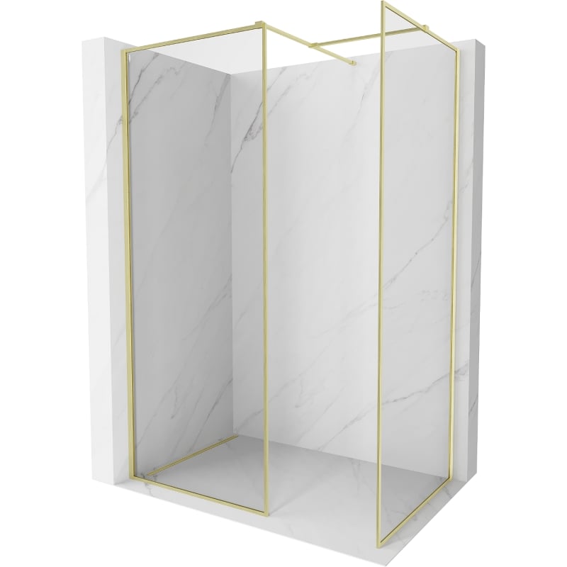Mexen Kioto-F душ стена Walk-in с рамка 180 x 120 см, прозрачна 8 мм, четкано злато - 800-180-202-04-55-120