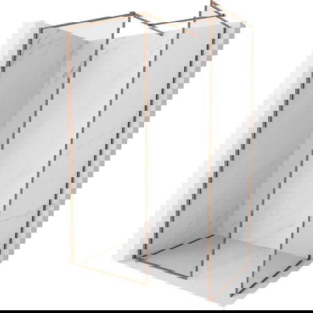 Mexen Kioto-F стена за душ тип Walk-in с рамка 145 x 90 см, прозрачно 8 мм, розово злато - 800-145-202-04-60-090