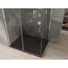 Mexen Omega плъзгаща се душ кабина 100 x 80 см, прозрачна, хром + поддушово корито, черно - 825-100-080-01-00-4070
